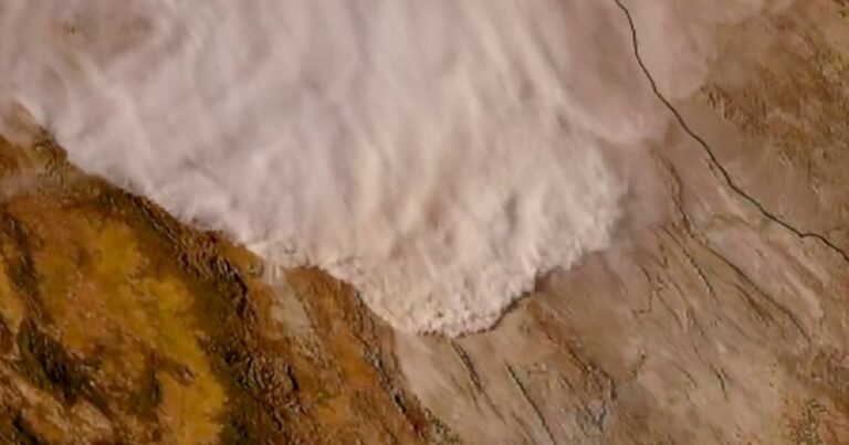 Dramatic satellite footage shows dust storm tearing across landscape