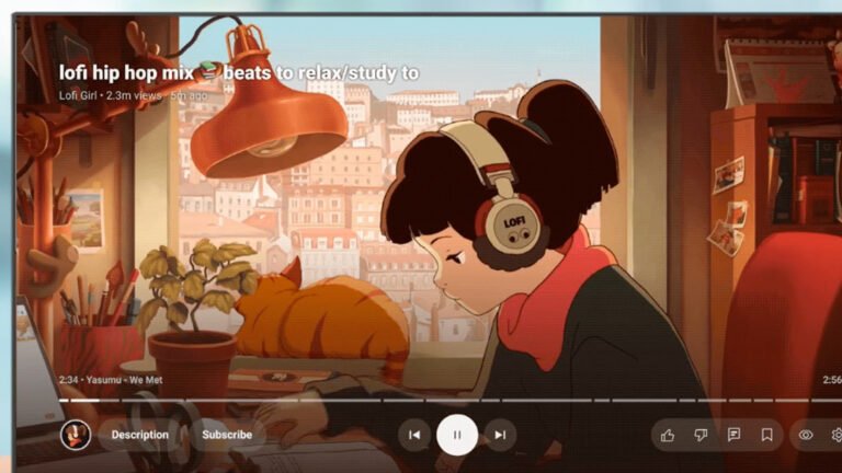 A TV showing an anime film playing on the redesigned YouTube app for TVs