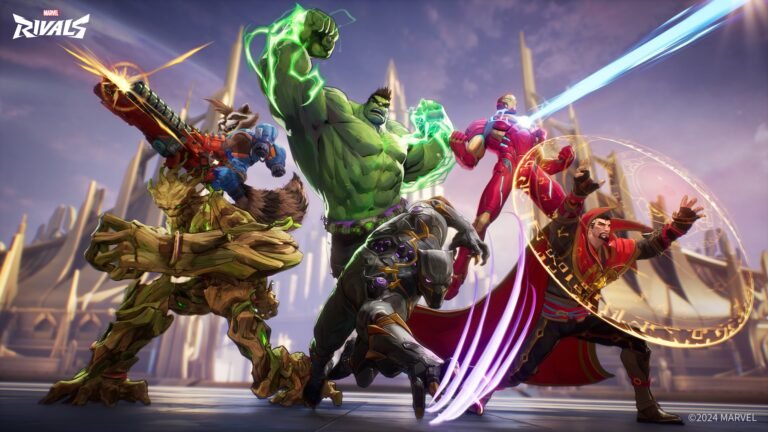 Groot, Rocket, Hulk, Black Panther, Iron-Man and Dr Strange fight side by side in Asgard