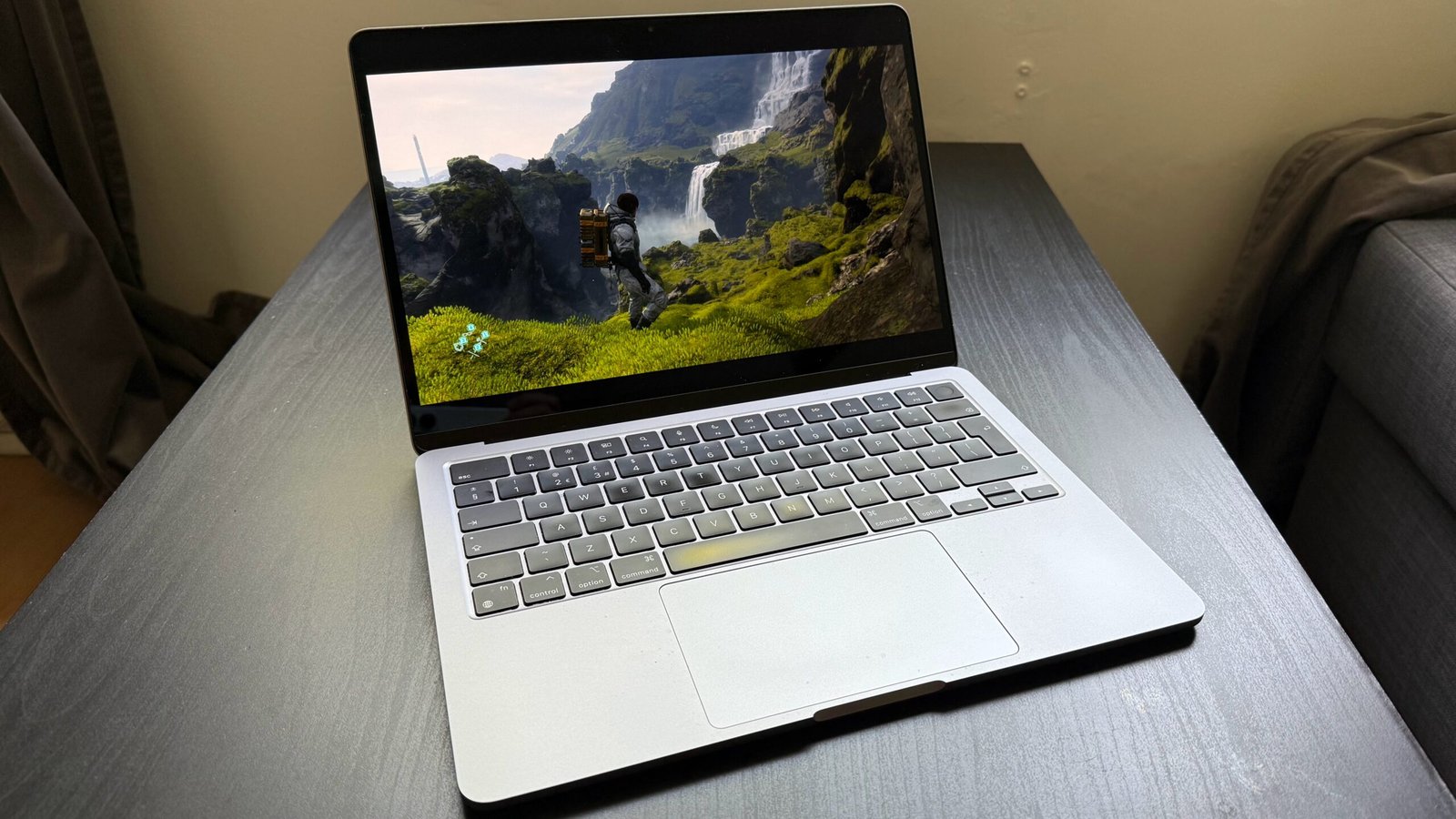 an image of a MacBook Air M2 running Death Stranding