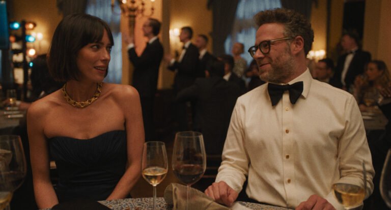 Rebecca Hall and Seth Rogen in The Studio.